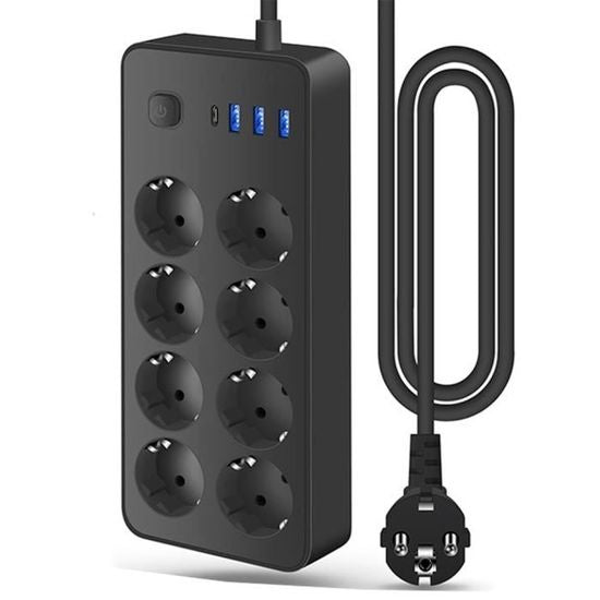 Multiprise Intelligente 8 Prises + 4 Ports USB – Puissance & Sécurité en un seul appareil !