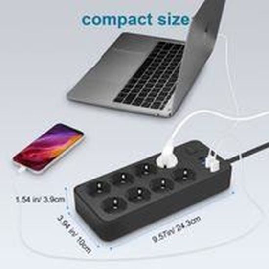Multiprise Intelligente 8 Prises + 4 Ports USB – Puissance & Sécurité en un seul appareil !